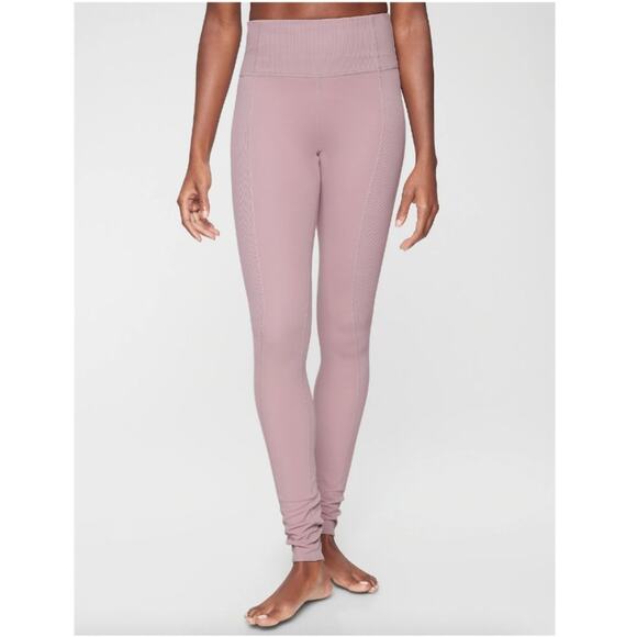 Athleta Barre Rib Powervita High Rise Tights in Mauve - Picture 1 of 9